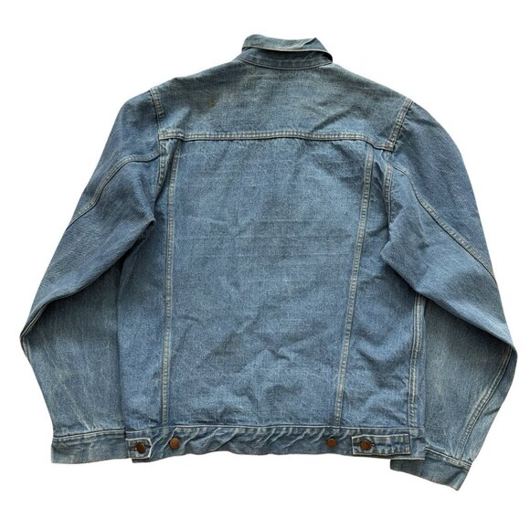 VTG MVP Cor Inc MILLER LITE Blue Denim Jean Jacket Distressed Men's Size Large - Picture 14 of 16